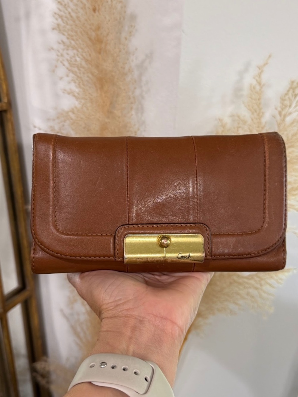 Coach Kristin Leather Checkbook Flap Wallet in Antique Brown - Picture 11 of 11